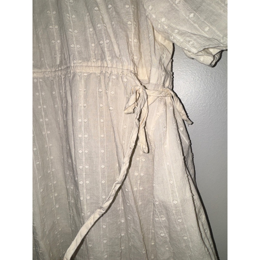 Gigio USA Ivory Swiss Dot Puff Sleeve Babydoll Mini Dress Cream Small - Picture 3 of 6